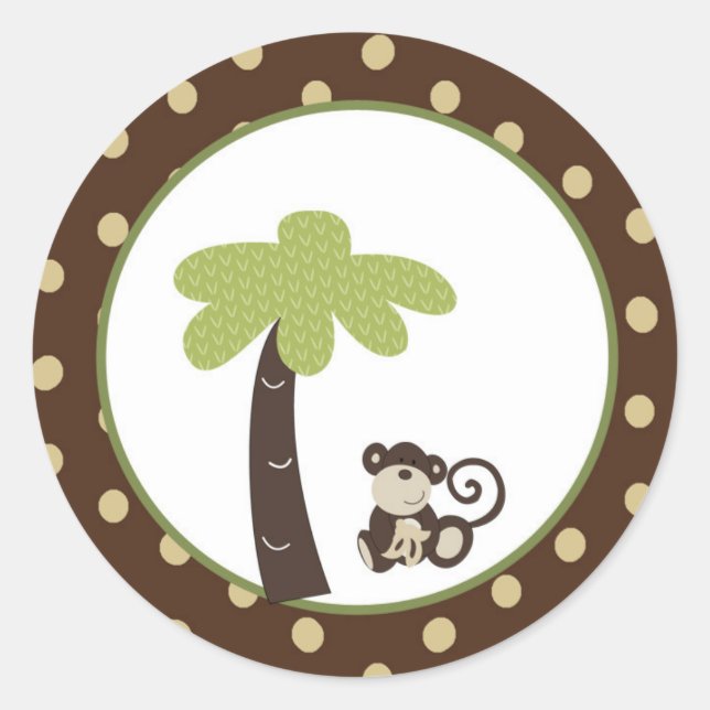 monkey time mod monkey 1.5 inch envelope sticker (Front)