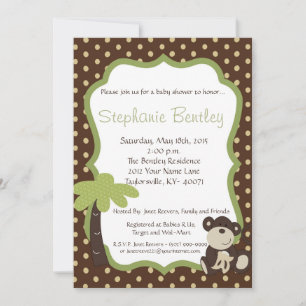 Monkey Time Mod Monkey 5x7 Baby Shower Invitation