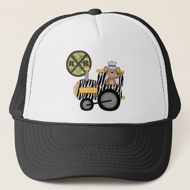 Monkey Train Engineer T-shirts and Gifts Trucker Hat (Front)