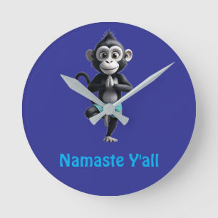 Monkey Tree Pose Yoga Round Clock