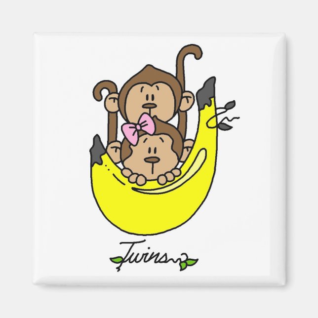 Monkey Twin Boy and Girl Tshirts and Gifts Magnet (Front)