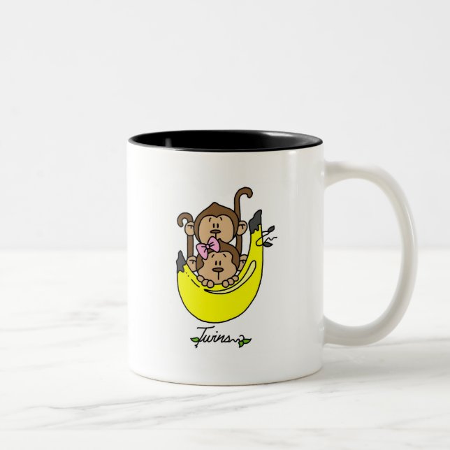 Monkey Twin Boy and Girl Tshirts and Gifts Two-Tone Coffee Mug (Right)