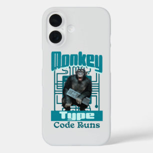 Monkey Type, Code Runs Funny Full-Stack Developer  iPhone 16 Case