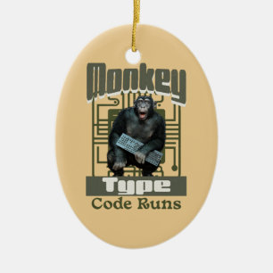 Monkey Type, Code Runs Funny Full-Stack Developer Ceramic Ornament