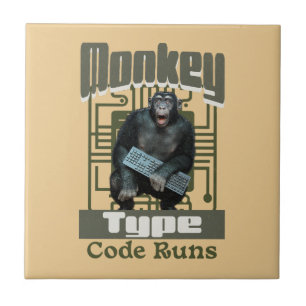 Monkey Type, Code Runs Funny Full-Stack Developer  Ceramic Tile