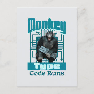Monkey Type, Code Runs Funny Full-Stack Developer  Holiday Postcard