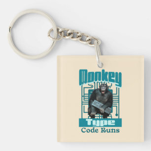 Monkey Type, Code Runs Funny Full-Stack Developer Key Ring