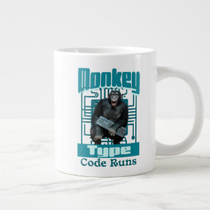 Monkey Type, Code Runs Funny Full-Stack Developer Large Coffee Mug