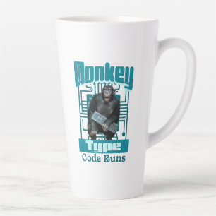 Monkey Type, Code Runs Funny Full-Stack Developer Latte Mug