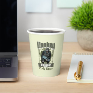 Monkey Type, Code Runs Funny Full-Stack Developer  Paper Cups