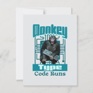 Monkey Type, Code Runs Funny Full-Stack Developer  Postcard
