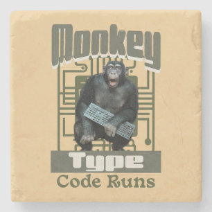 Monkey Type, Code Runs Funny Full-Stack Developer Stone Coaster