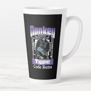 Monkey Typing Code Runs Programmer Humour Latte Mug