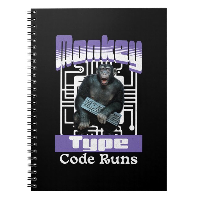 Monkey Typing Code Runs Programmer Humour Notebook (Front)