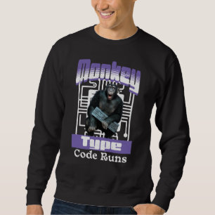 Monkey Typing Code Runs Programmer Humour Sweatshirt