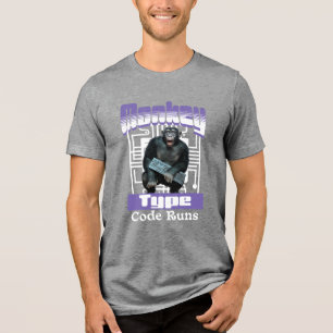 Monkey Typing Code Runs Programmer Humour Tri-Blend Shirt