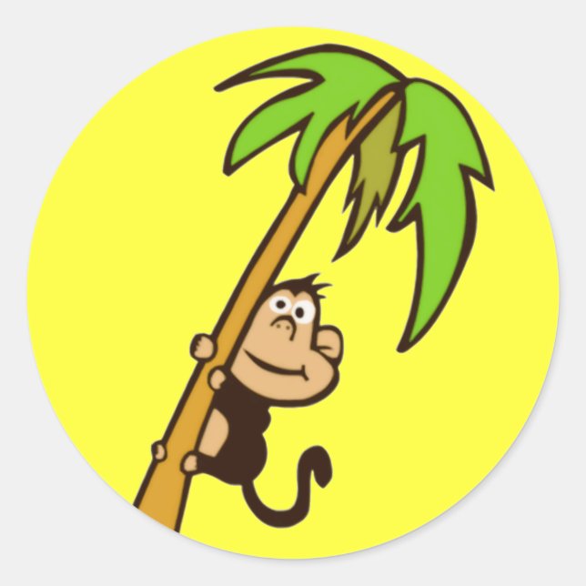 Monkey Up a Tree Classic Round Sticker (Front)
