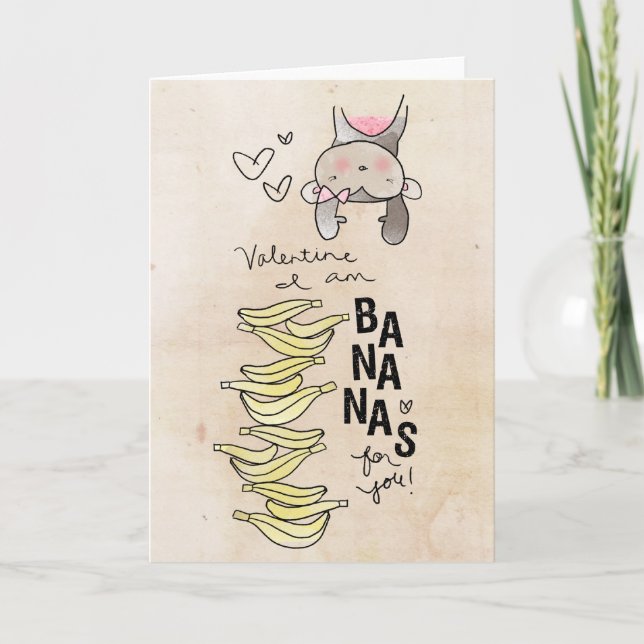 Monkey Valentine | I Am Bananas For You Holiday Card (Front)