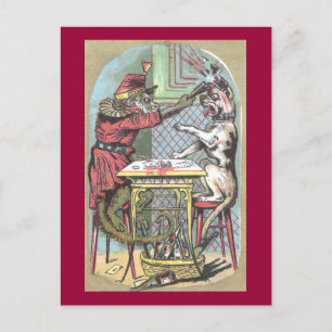 Monkey Wallops Bulldog with Wine Bottle Postcard