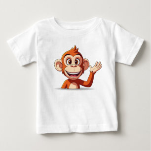 Monkey Waving Hello Vector Illustration Baby T-Shirt