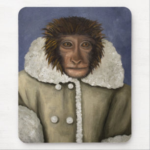 Monkey Wearing Jacket Mouse Pad