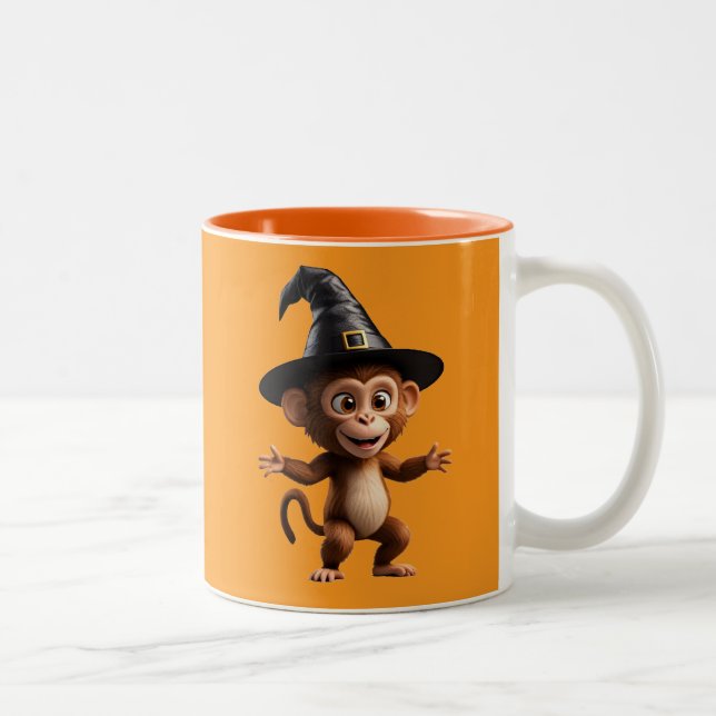 Monkey Witch Wizard Two-Tone Coffee Mug (Right)