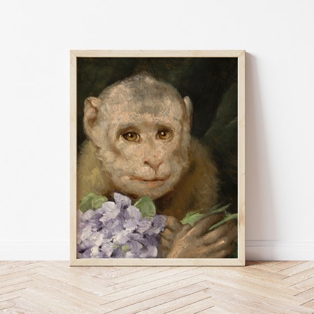 Monkey with a Bouquet of Violets | Gabriel von Max Poster (Creator Uploaded)