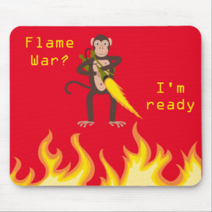 Monkey With a Flamethrower Internet Flame War Mouse Pad