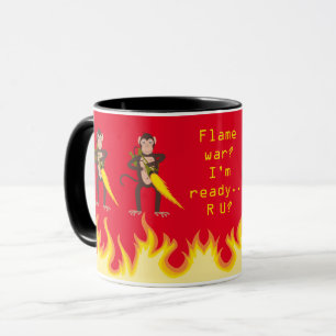 Monkey With a Flamethrower Internet Flame War Mug