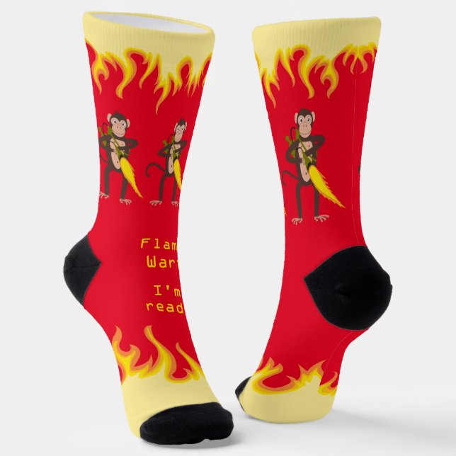 Monkey With a Flamethrower Internet Flame War Socks (Angled)