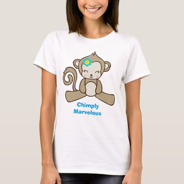 Monkey with a Flower Says Chimply Marvellous T-Shirt (Front)