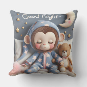 Monkey with a Teddy Bear, Collection by Natasha Us Cushion