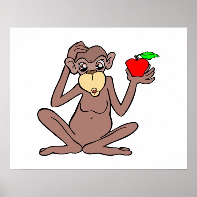 Monkey With Apple Poster (Front)