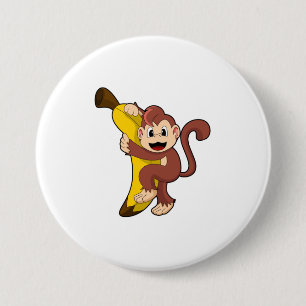 Monkey with Banana (1).PNG 7.5 Cm Round Badge