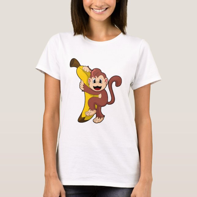 Monkey with Banana (1).PNG T-Shirt (Front)