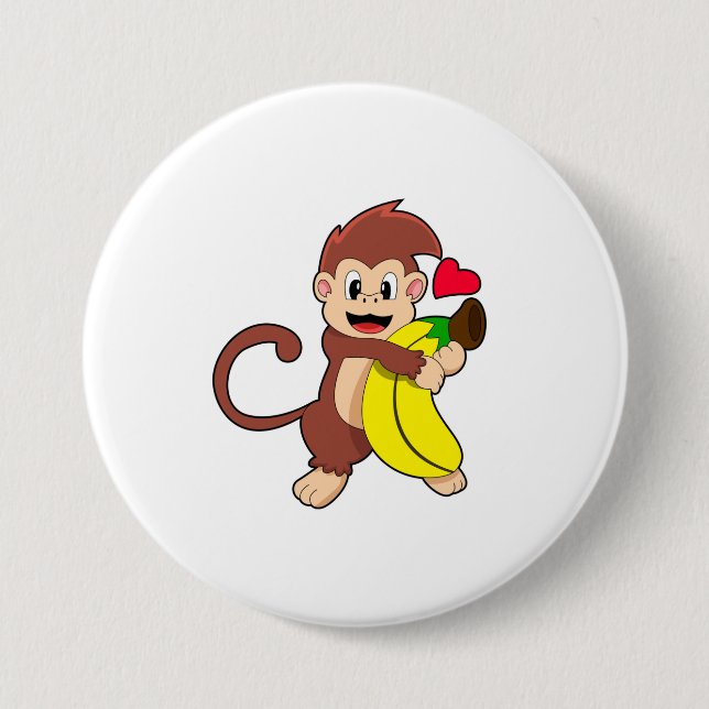 Monkey with Banana 7.5 Cm Round Badge (Front)