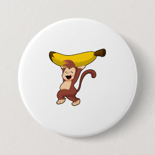 Monkey with Banana 7.5 Cm Round Badge