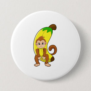Monkey with Banana 7.5 Cm Round Badge