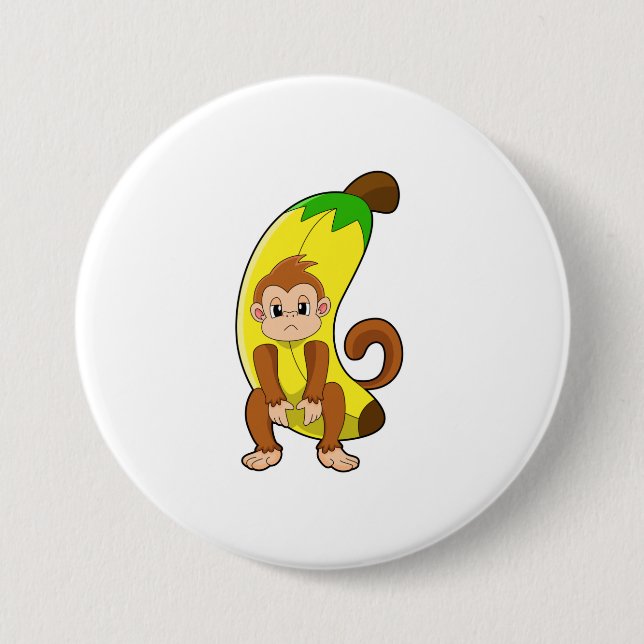 Monkey with Banana 7.5 Cm Round Badge (Front)