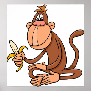 Monkey With Banana Poster