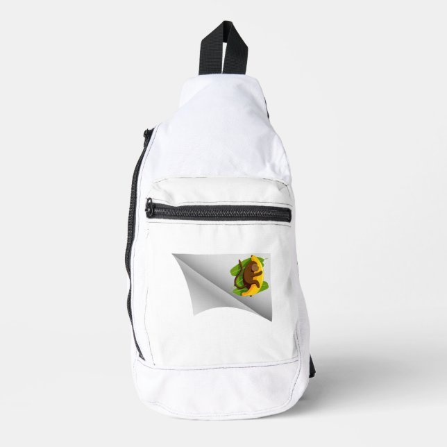 monkey with banana under the patch sling bag (Front)