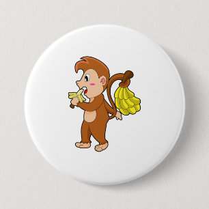 Monkey with Bananas 7.5 Cm Round Badge