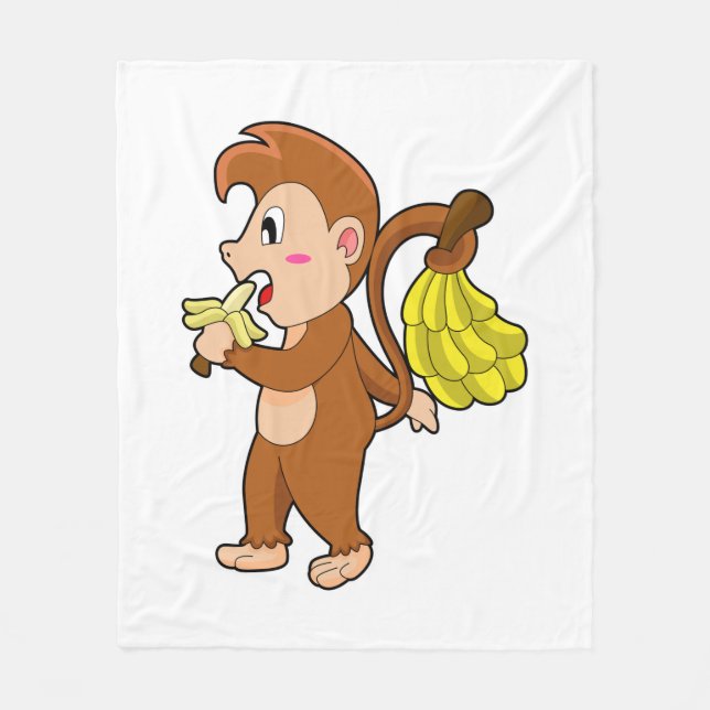 Monkey with Bananas Fleece Blanket (Front)