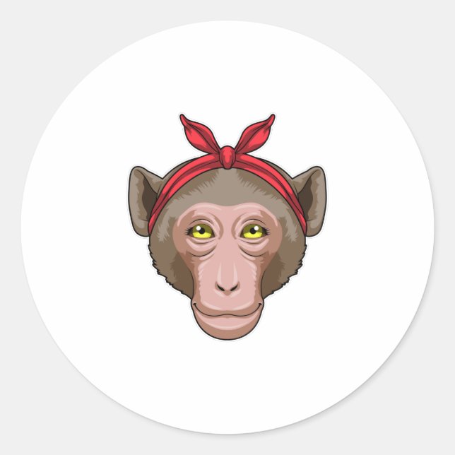 Monkey with Bandana Classic Round Sticker (Front)