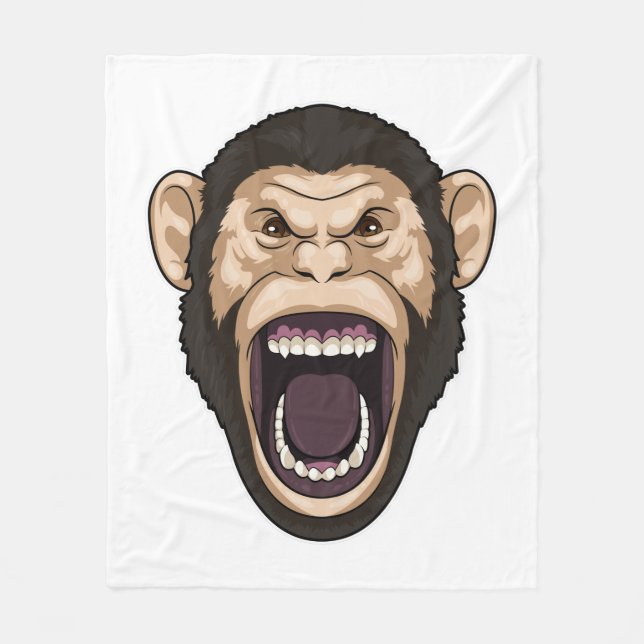 Monkey with black Hairs Fleece Blanket (Front)