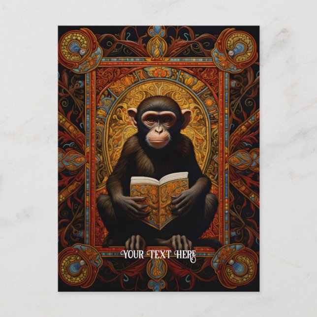Monkey with book postcard (Front)