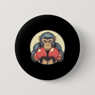 Monkey With Boxing Gloves Determined 6 Cm Round Badge