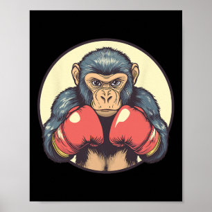 Monkey With Boxing Gloves Determined Poster