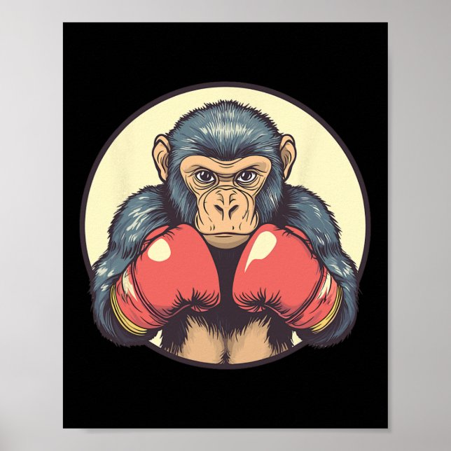 Monkey With Boxing Gloves Determined  Poster (Front)