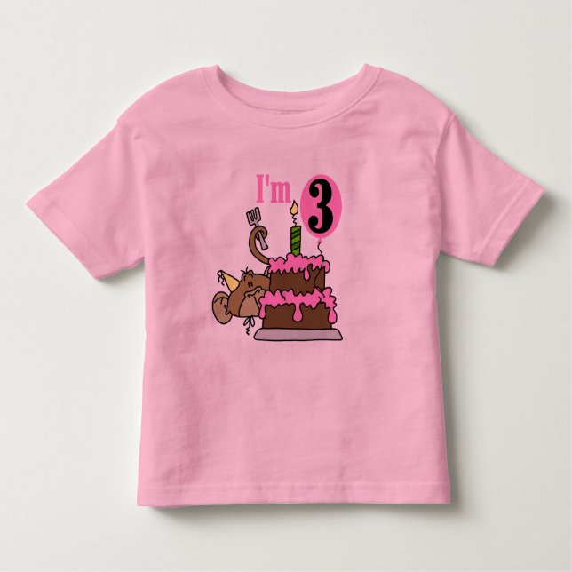 Monkey with Cake 3rd Birthday Tshirts and Gifts (Front)